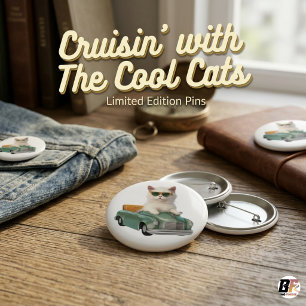 Chapa Redonda De 5 Cm Gato usa coche de niños minimalista elegante tende