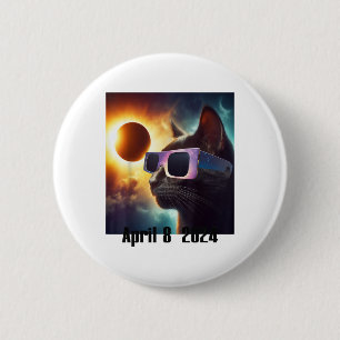 Chapa Redonda De 5 Cm Gato Usando Gafas Solares Eclipse Colorful Pop Cul