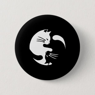 Chapa Redonda De 5 Cm Gato Yin Yang Paz Amo Idea de Regalo Interconectad