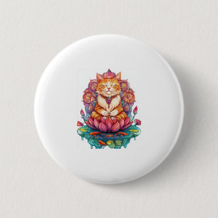 Chapa Redonda De 5 Cm Gato Zen Vibes � Medición Psicodélica Kitty