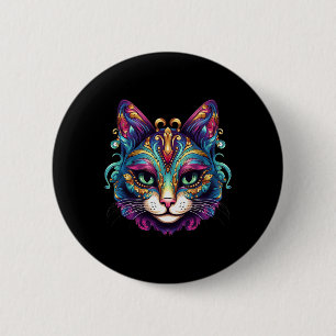 Chapa Redonda De 5 Cm Gatos amantes del Meowdy Gras Gatito Mardi Gras Ga