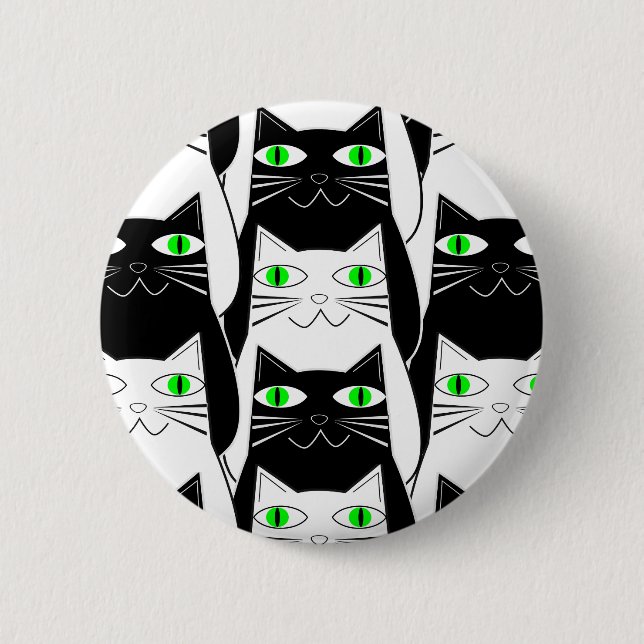 Chapa Redonda De 5 Cm Gatos blancos y negros (Anverso)