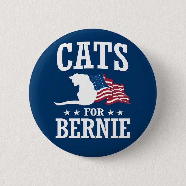 CHAPA REDONDA DE 5 CM GATOS DE BERNIE SANDERS (Anverso)