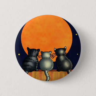 Chapa Redonda De 5 Cm Gatos de Halloween ven la luna - Estilo vintage