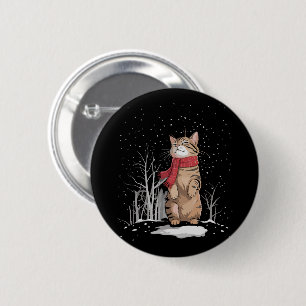 Chapa Redonda De 5 Cm Gatos de Navidad Meowy Navidad Nieve Gatito Regalo