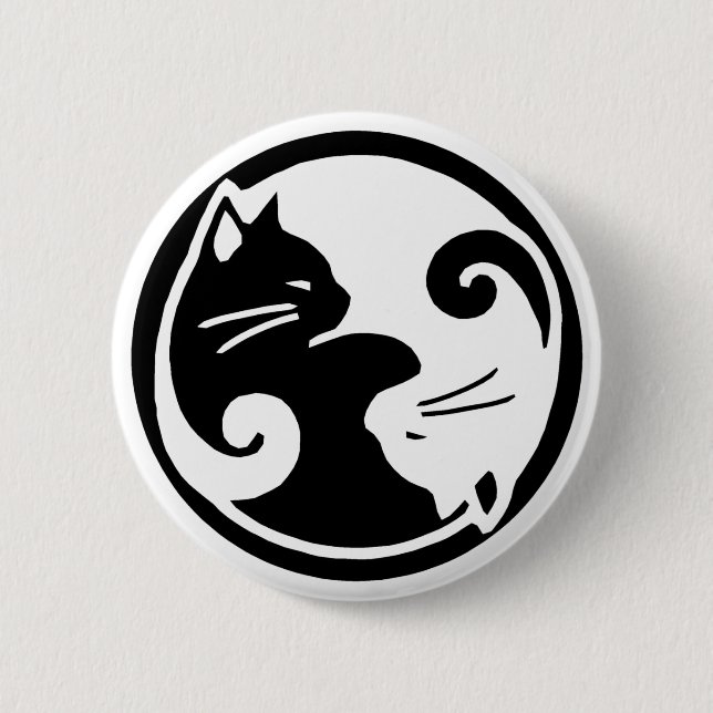 Chapa Redonda De 5 Cm Gatos de Yin Yang (Anverso)