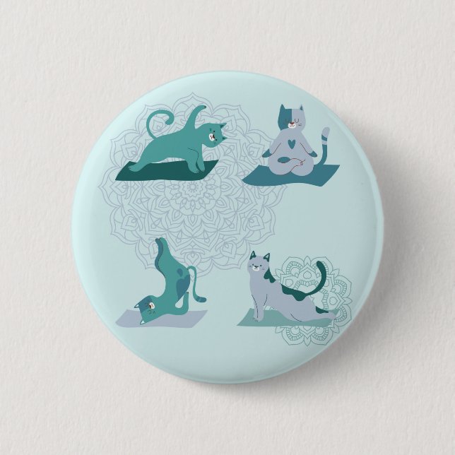 Chapa Redonda De 5 Cm Gatos de yoga (Anverso)