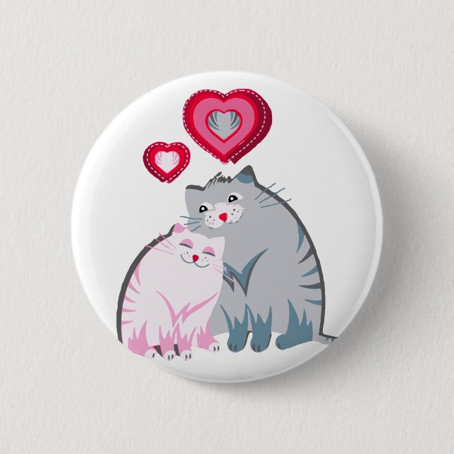 Chapa Redonda De 5 Cm Gatos del amor (Anverso)