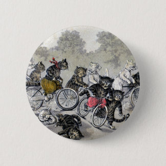 Chapa Redonda De 5 Cm Gatos del montar a caballo de la bicicleta