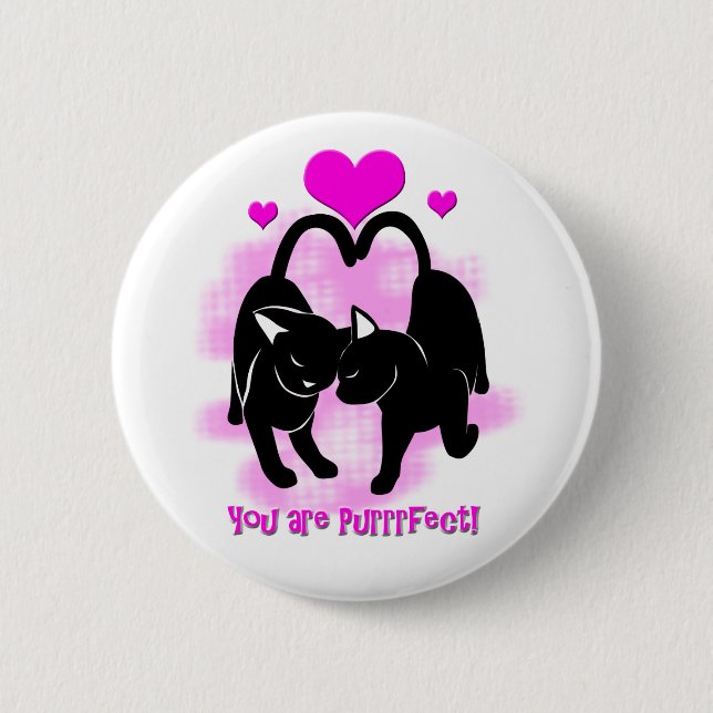 Chapa Redonda De 5 Cm Gatos día de San Valentín (Anverso)