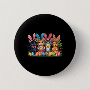 Chapa Redonda De 5 Cm Gatos divertidos de Pascua Orejas de conejo Huevos