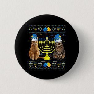 Chapa Redonda De 5 Cm Gatos Divertidos Menorá Judío Feliz Hanukká Feo