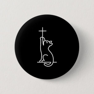 Chapa Redonda De 5 Cm Gatos Domésticos Aman a Jesús Gato Feliz 