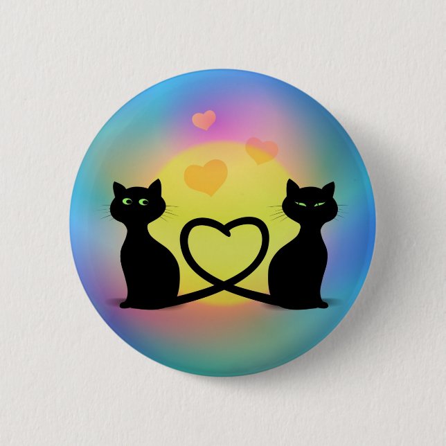 Chapa Redonda De 5 Cm Gatos Enamorados (Anverso)