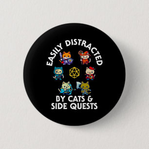 Chapa Redonda De 5 Cm Gatos Jugadores De Rpg Misión Secundaria Divertido
