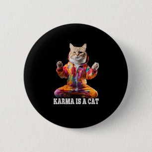 Chapa Redonda De 5 Cm Gatos, Karma es un gato, Gato deportivo de yoga