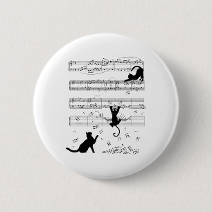 Chapa Redonda De 5 Cm Gatos Lindos Tocando Con Profesor de Partitura Mus
