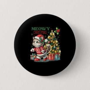 Chapa Redonda De 5 Cm Gatos Navidades Santa Hat Y Árboles Graciosos Gato