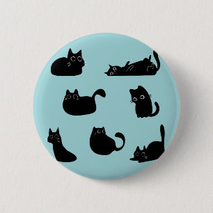 Chapa Redonda De 5 Cm Gatos negros divertidos