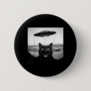 Chapa Redonda De 5 Cm Gatos Negros Selfie Ovni Alien Regalos Divertidos