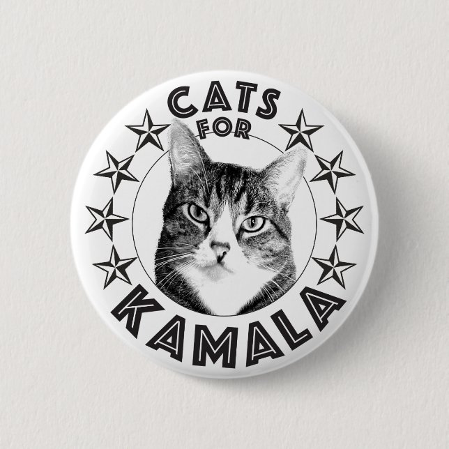 Chapa Redonda De 5 Cm gatos para KAMALA 2024 (Anverso)