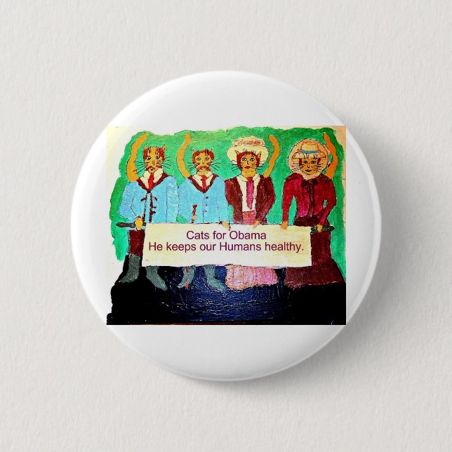 Chapa Redonda De 5 Cm Gatos para Obama (Anverso)