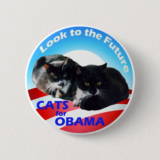 Chapa Redonda De 5 Cm Gatos para Obama (Anverso)