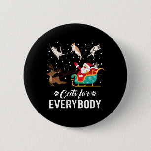 Chapa Redonda De 5 Cm Gatos para todos Navidad Gato Divertido Navidad Sa