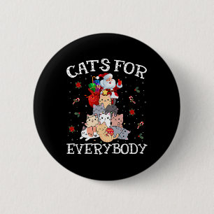 Chapa Redonda De 5 Cm Gatos Para Todos Navidades Gato Divertido Santa Xm