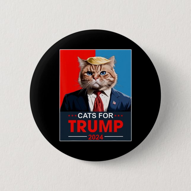 Chapa Redonda De 5 Cm Gatos Para Trump 2024 Divertido Voto Para Los Gato (Anverso)