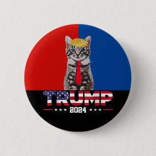Chapa Redonda De 5 Cm Gatos Para Trump 2024 Vance Trump Azul Rojo