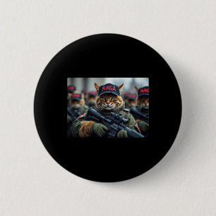 Chapa Redonda De 5 Cm Gatos Para Trump Mega Ejército Bandera Estadounide