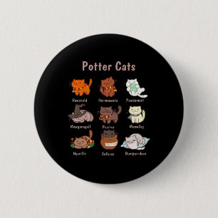 Chapa Redonda De 5 Cm Gatos Potter Para Los Amantes Del Gato