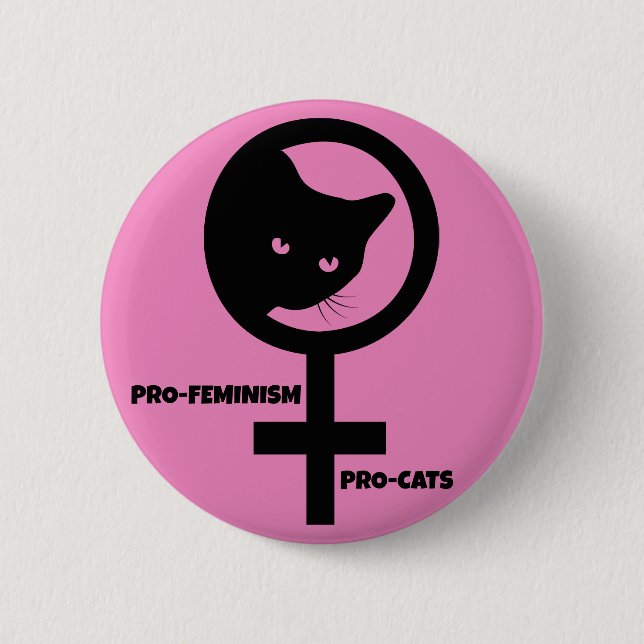 Chapa Redonda De 5 Cm Gatos pro feminismo (Anverso)