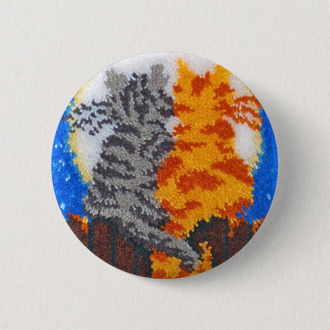 Chapa Redonda De 5 Cm Gatos románticos Latch Hook (Anverso)