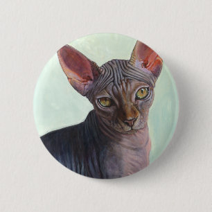 Chapa Redonda De 5 Cm Gatos Sunitha del gato de la esfinge de Sphynx