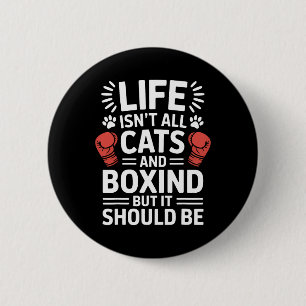 Chapa Redonda De 5 Cm Gatos Y Boxeo Gracioso