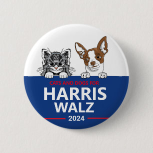 Chapa Redonda De 5 Cm Gatos y perros para Harris Walz