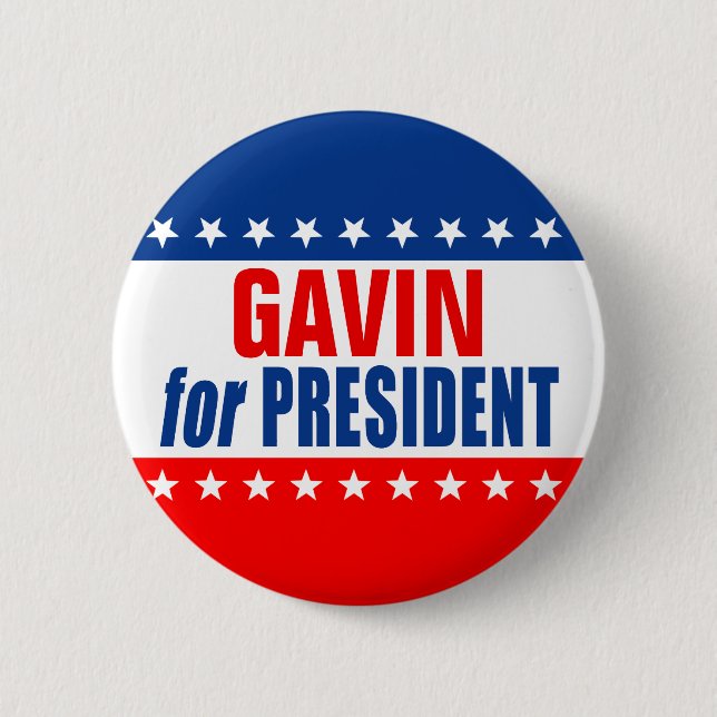 Chapa Redonda De 5 Cm "GAVIN for PRESIDENT" Button (Anverso)