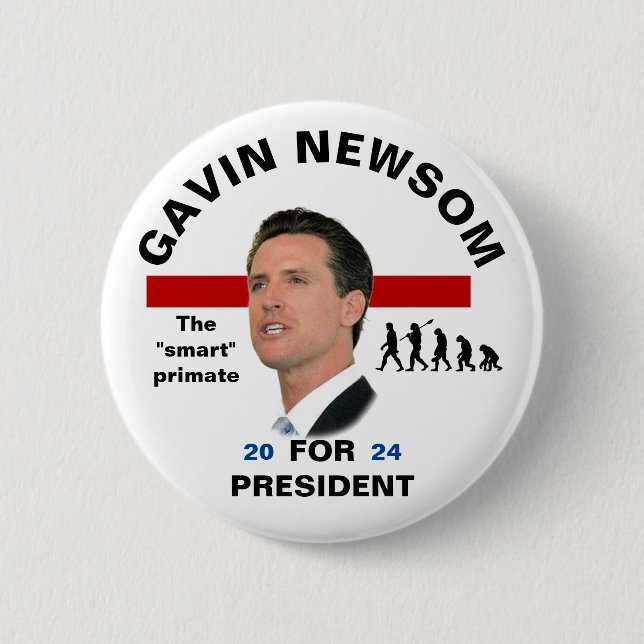 Chapa Redonda De 5 Cm Gavin Newsom 2024 (Anverso)