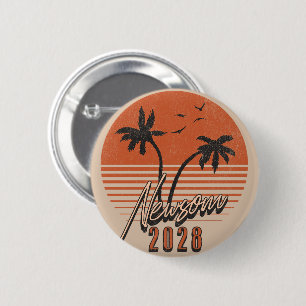 Chapa Redonda De 5 Cm Gavin Newsom 2028 Para Presidente Palm Tree Sunset