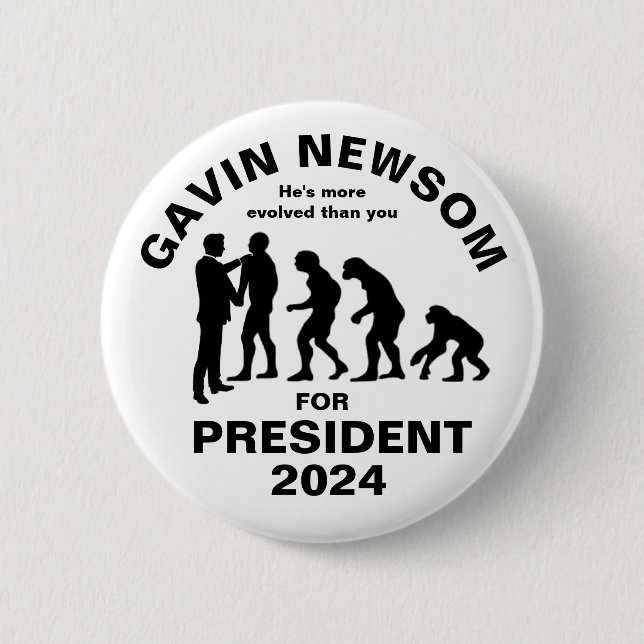 Chapa Redonda De 5 Cm Gavin Newsom para el presidente 2024 (Anverso)