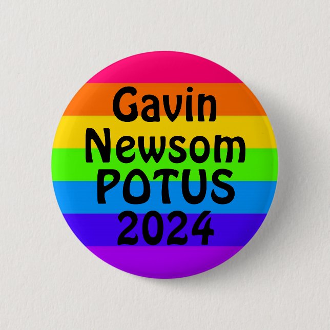 Chapa Redonda De 5 Cm Gavin Newsom POTUS 2024 (Anverso)