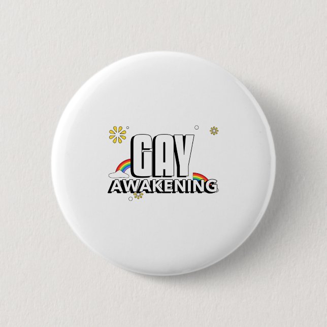 Chapa Redonda De 5 Cm Gay Awakening (Anverso)
