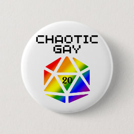 Chapa Redonda De 5 Cm Gay caótico D20 - DND del orgullo LGBTQ+
