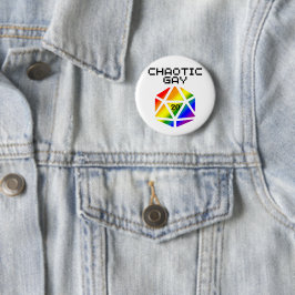 Chapa Redonda De 5 Cm Gay caótico D20 - DND del orgullo LGBTQ+