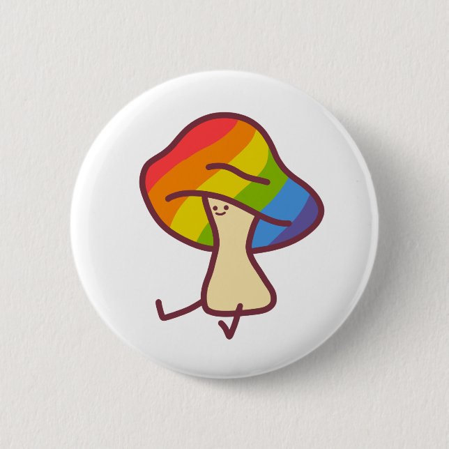 Chapa Redonda De 5 Cm Gay Pride Mushroom Pin (Anverso)