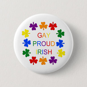 Chapa Redonda De 5 Cm Gay Proud Irlandés LGBT Rainbow Shamrock