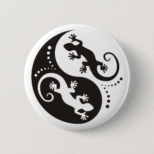Chapa Redonda De 5 Cm Geckos YIN & YANG negro + tu fondo e idea