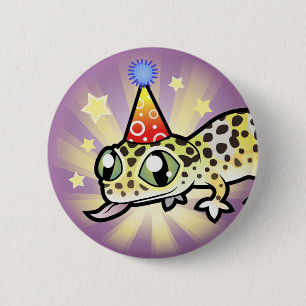 Chapa Redonda De 5 Cm Geco Leopardo de Cumpleaños